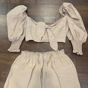 Majorelle linen matching shorts and crop top